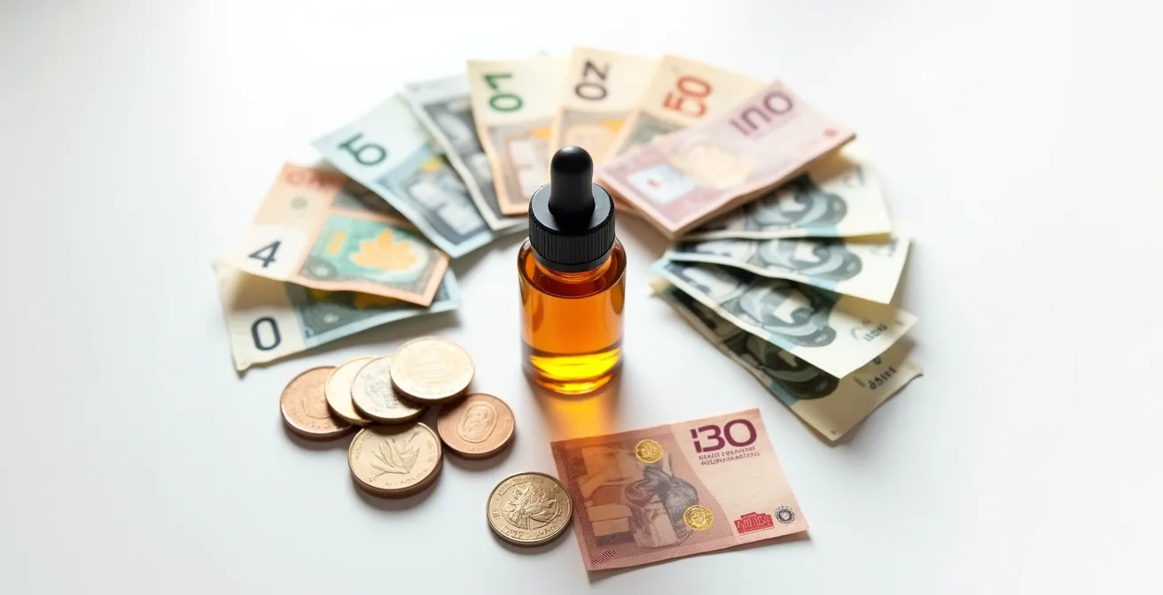 Décomposition visuelle du prix d'une bouteille de e-liquide avec emphase sur les taxes