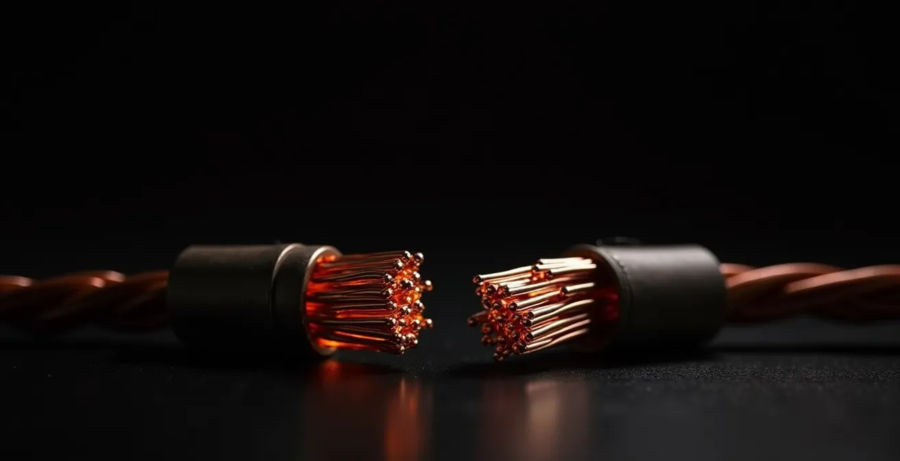 Comparaison macro de différents fils résistifs montrant les différences d'inertie thermique