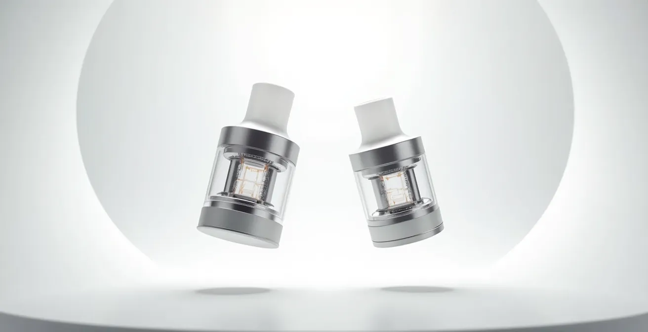 Coupe technique montrant la différence entre top airflow et bottom airflow sur un clearomiseur